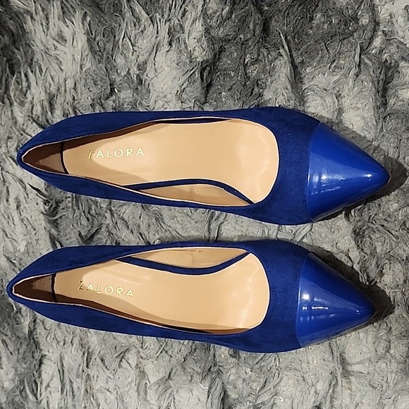 High Heel Pointed Toe Pumps Slip-on. Royal Blue and Red, 6.5 US, 37 EU. - Picture 2 of 16